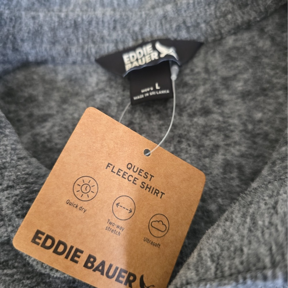 Eddie Bauer Shirt Mens Gray Quest Fleece Outdoors Gorpcore Cabincore Casual - Picture 2 of 7